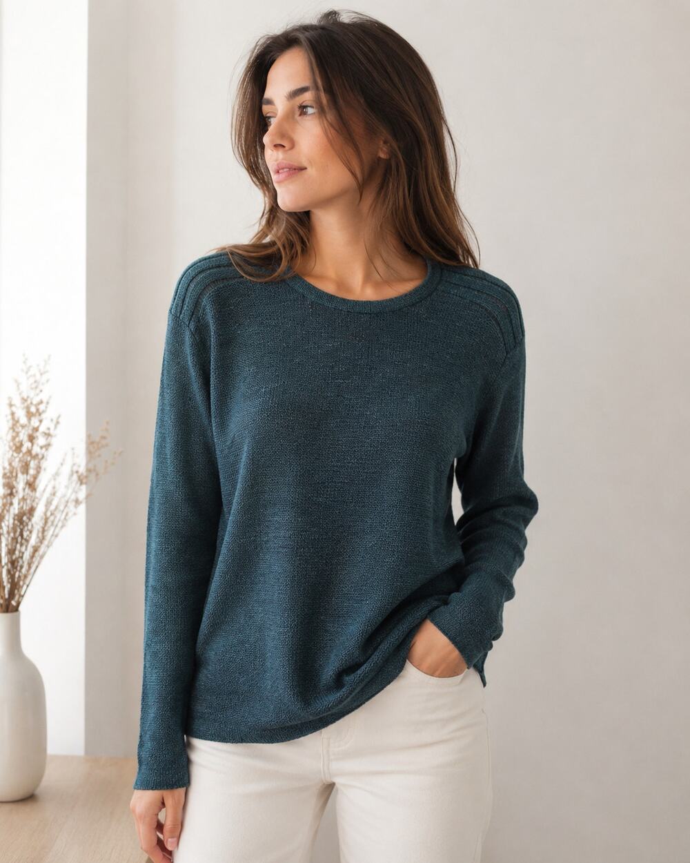 Michael Kors Sweater Cotton Wool Blend Green Women Large Classic Minimalist